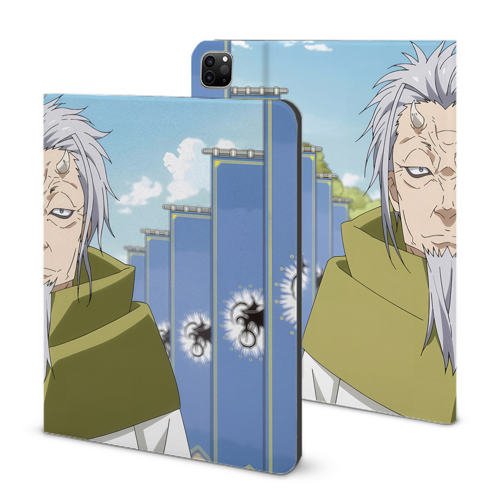 （画像用） 転スラ Regarding Reincarnated to Slime IPad ケース ブック型 PUレザー TPU 耐衝撃 軽量 薄型 ペン収納なし 全面保護 IPad 各モデル対応